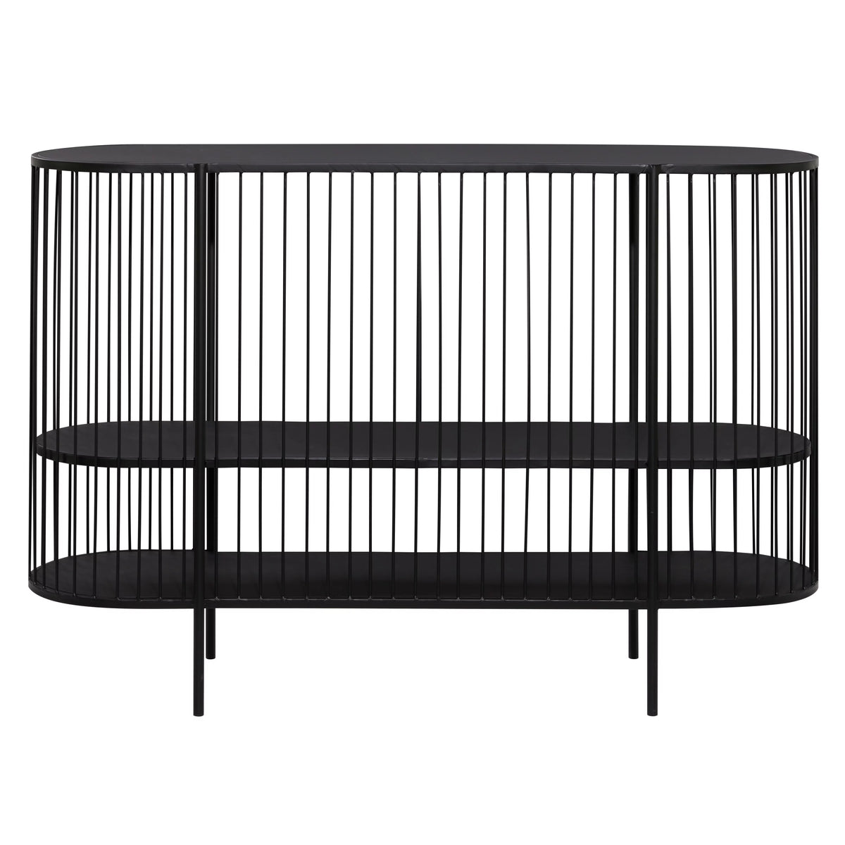 48" x 34" Black Metal 2 Shelf Console Table G2855