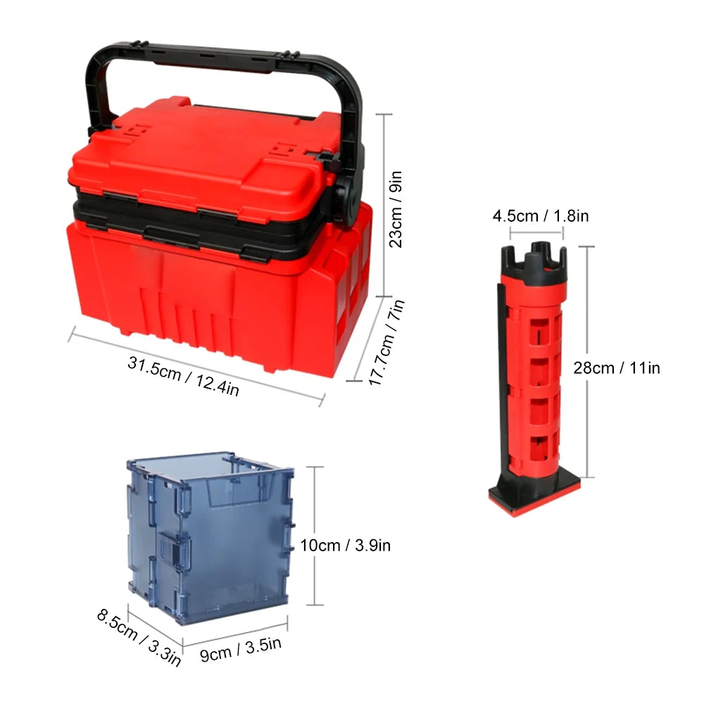 Travel Fishing Case Box with Rod Stands and Bottle Holder ABS Construction A6232