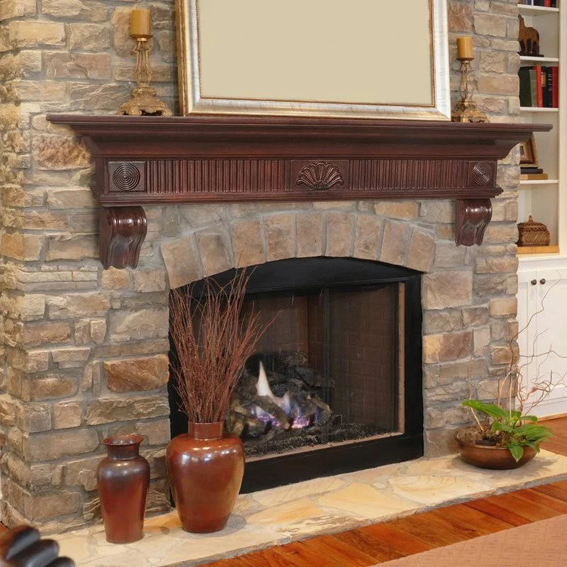 Distressed Cherry Fireplace Mantel Shelf D385
