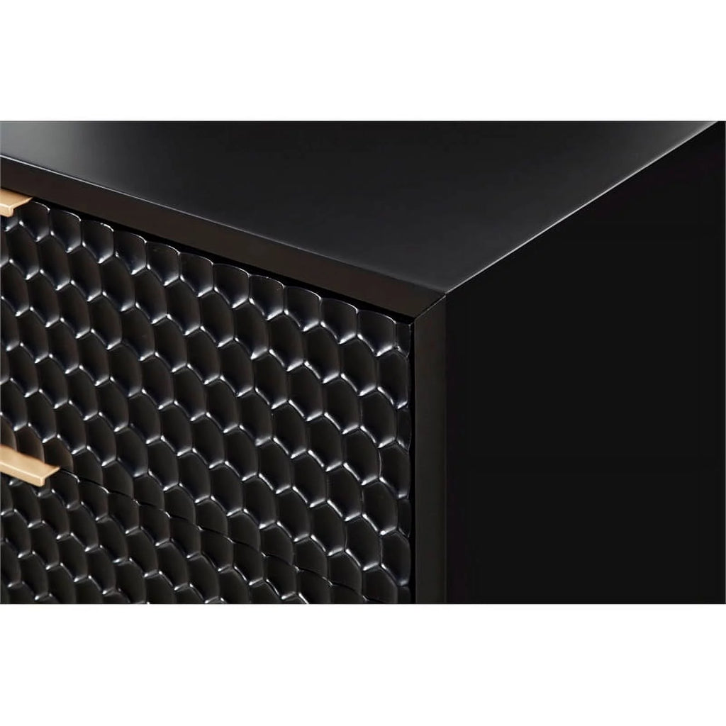 2 Piece Nightstand and Wood Chest Furniture Set in Black C377