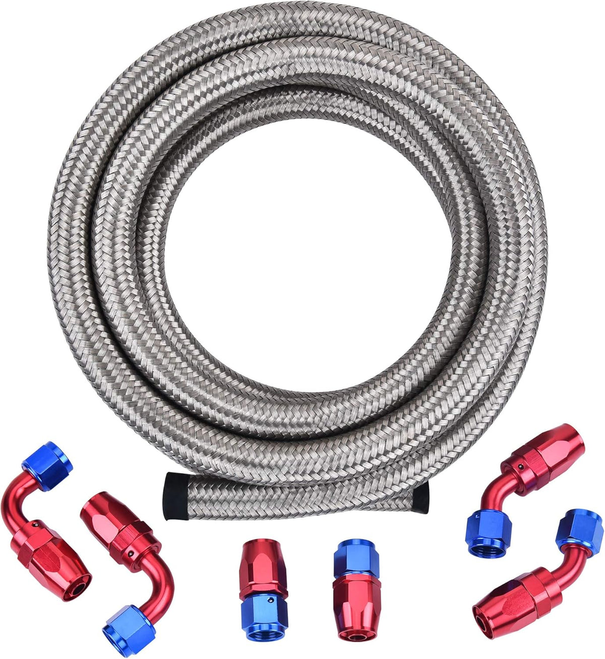 6AN Nylon Braided Fuel Hose Kit 10FT Black Pack of 2 L81734