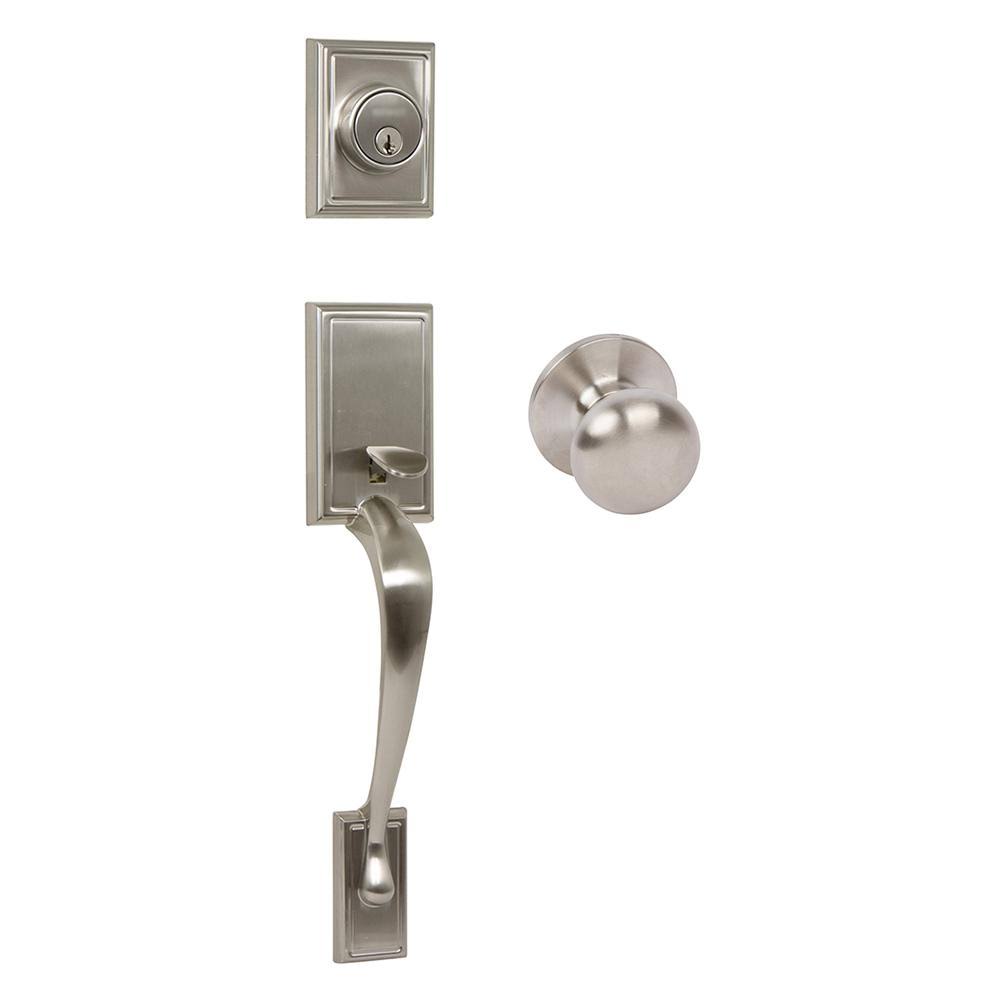Double Cylinder Door Handle Set Satin Nickel X6969