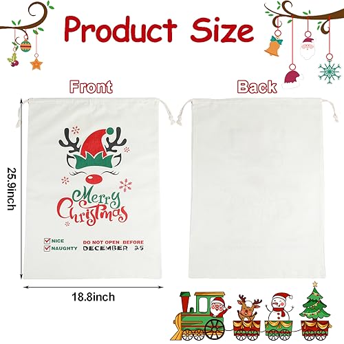 3Pack Christmas Santa Burlap Sacks with Drawstring 26" x 19" Large F5081