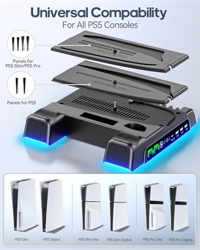 PS5 Stand and Cooling Station with LED Controller Charging Station A67295