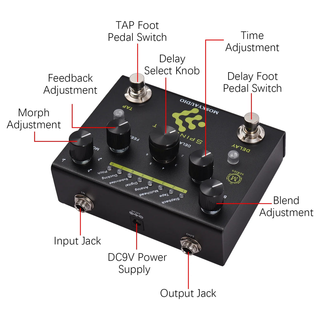 Guitar Pedal with 8 Mode Delay Selection N343542