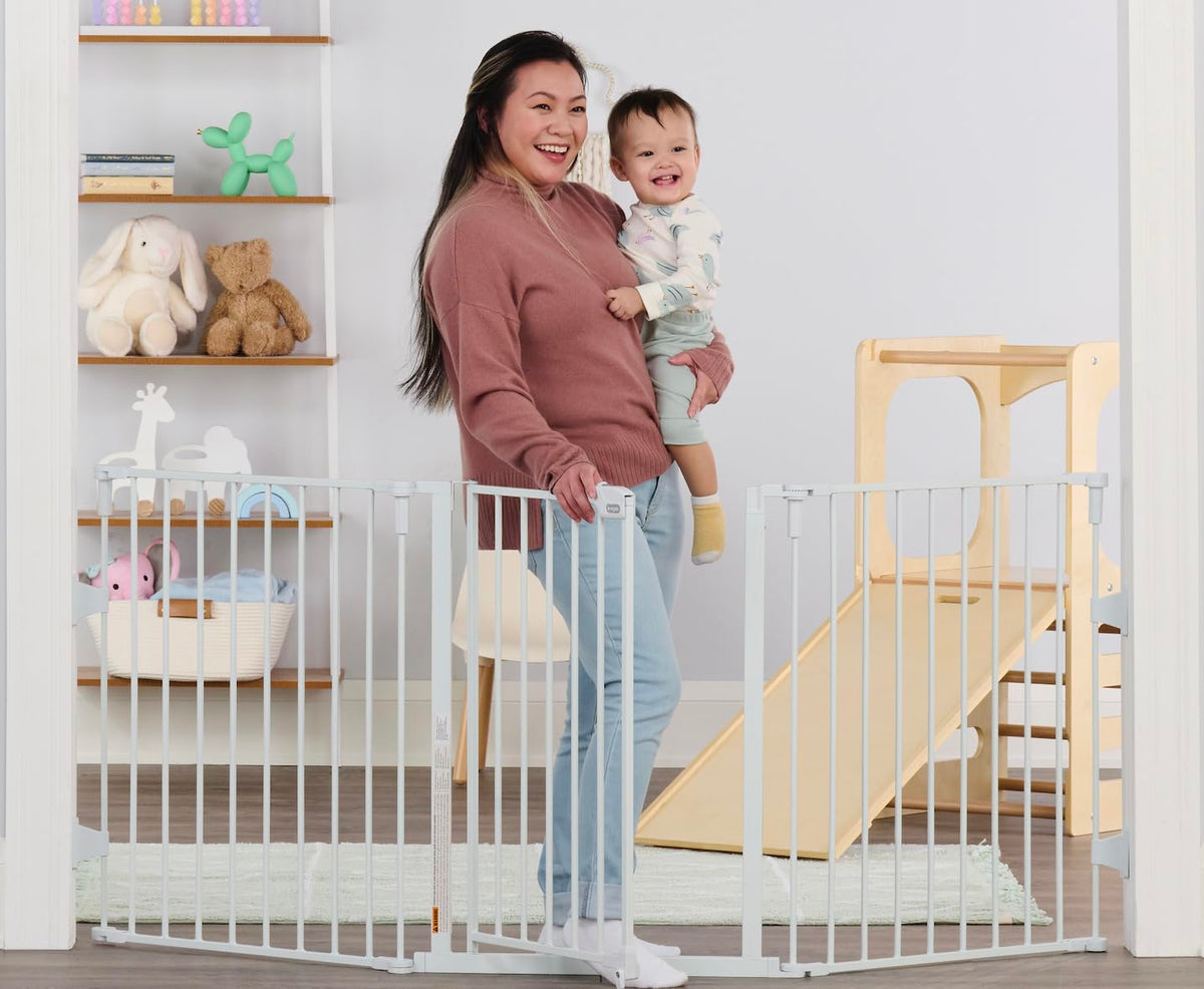 Black 36" H Baby Gate and 76" Wide 3-Panel Configurable Baby Gate U597224