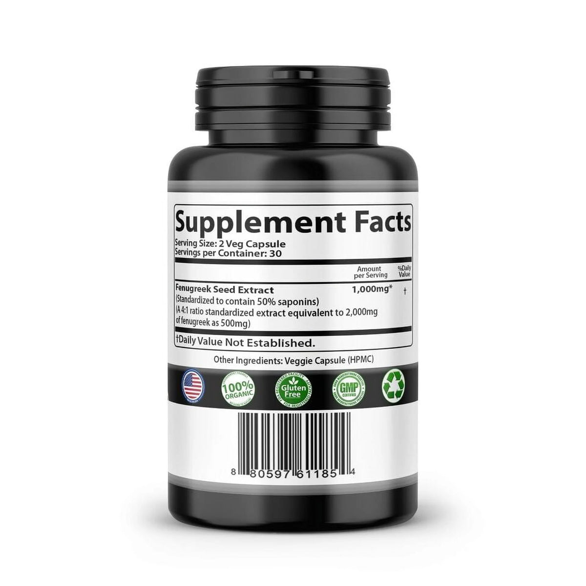 2000mg Organic Fenugreek Seed Pills 60 Veggie Capsules O1637