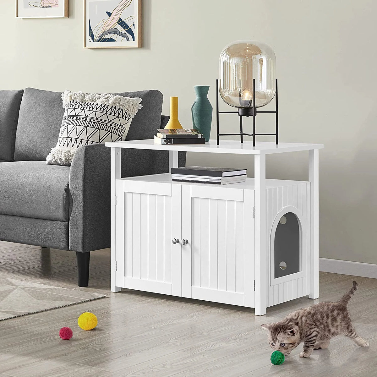 Cat Litter Box Enclosure with Storage Shelf W491