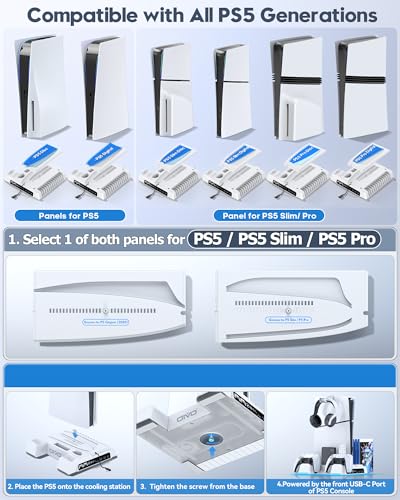 PS5 Stand and Cooling Station with LED Controller Charging Station A67295