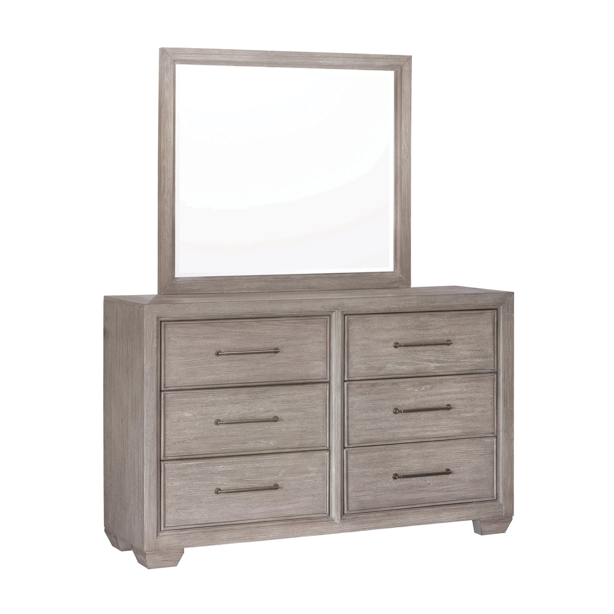 Gray Wood Queen Bedroom Set with Dresser, Mirror, Nightstand, and Chest E93046