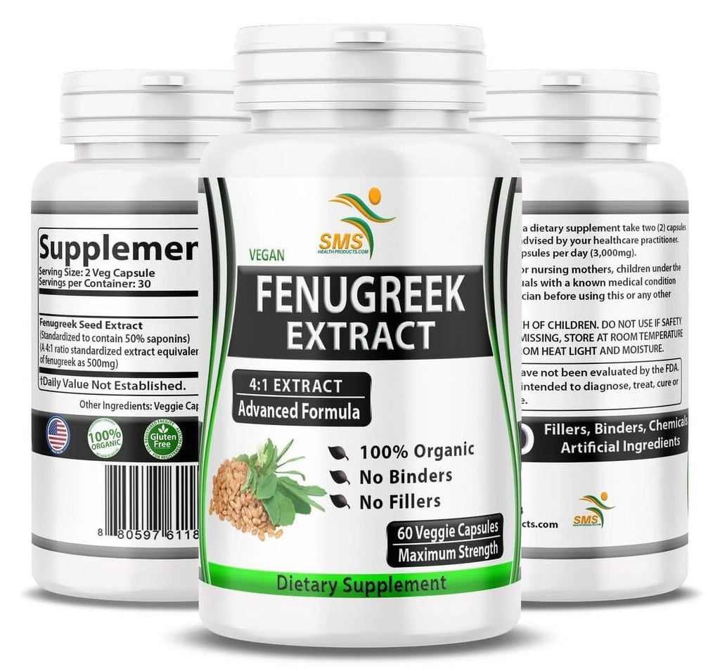 2000mg Organic Fenugreek Seed Pills 60 Veggie Capsules O1637