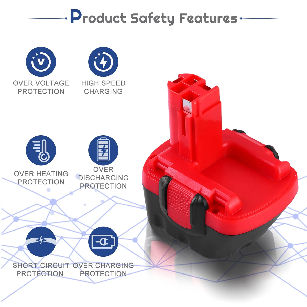12V 3.6Ah Ni-MH Replacement Battery for Bosch Cordless Power Tool P411100
