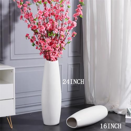 White Ceramic Tall Floor Vase 22.8 Inch U756180