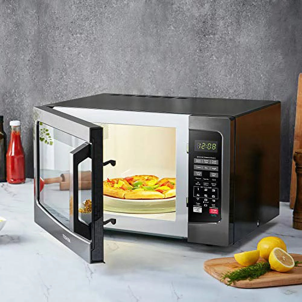 1.2 Cu.ft 1100W Black Stainless Steel Microwave Oven Y230500