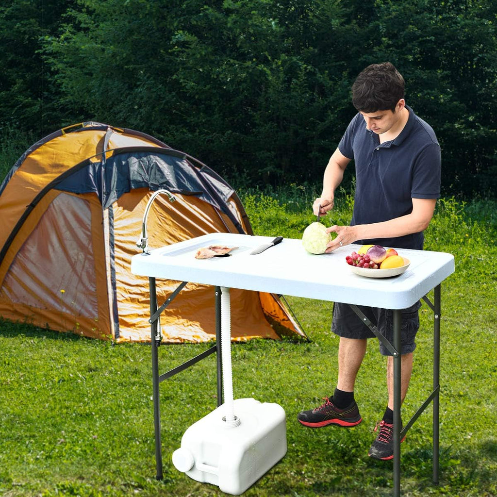 Folding Fish Cleaning Table with Sink and Faucet B51726