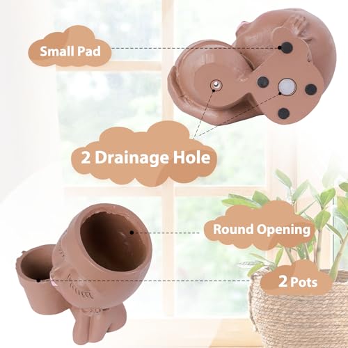 Khaki Lady Face Planter Pot with Drainage Hole Z56420