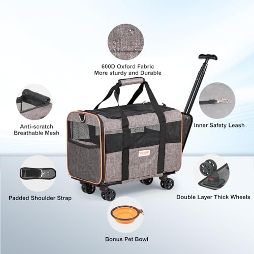 Airline Approved Expandable Rolling Pet Carrier with Telescopic Handle Q141910