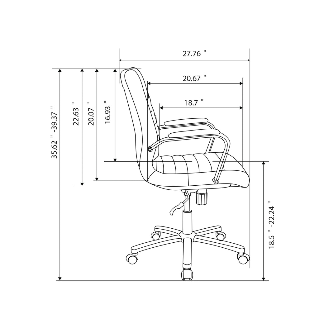 Gray Bonded Leather Mid-Back Chair H7944