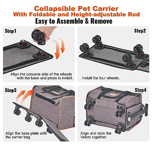 Airline Approved Expandable Rolling Pet Carrier with Telescopic Handle Q141910