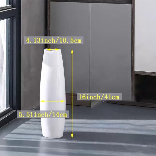 White Ceramic Tall Floor Vase 22.8 Inch U756180