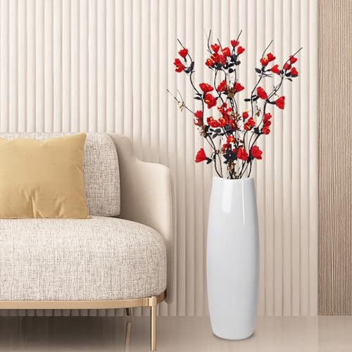 White Ceramic Tall Floor Vase 22.8 Inch U756180