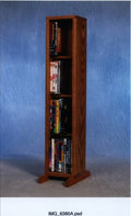 Solid Oak 4 Row Dowel DVD Cabinet Tower C15343