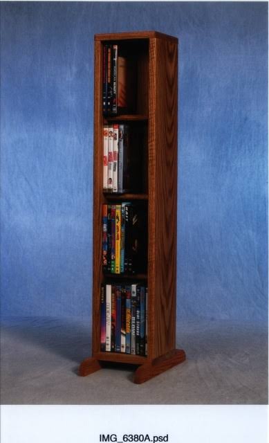 Solid Oak 4 Row Dowel DVD Cabinet Tower C15343