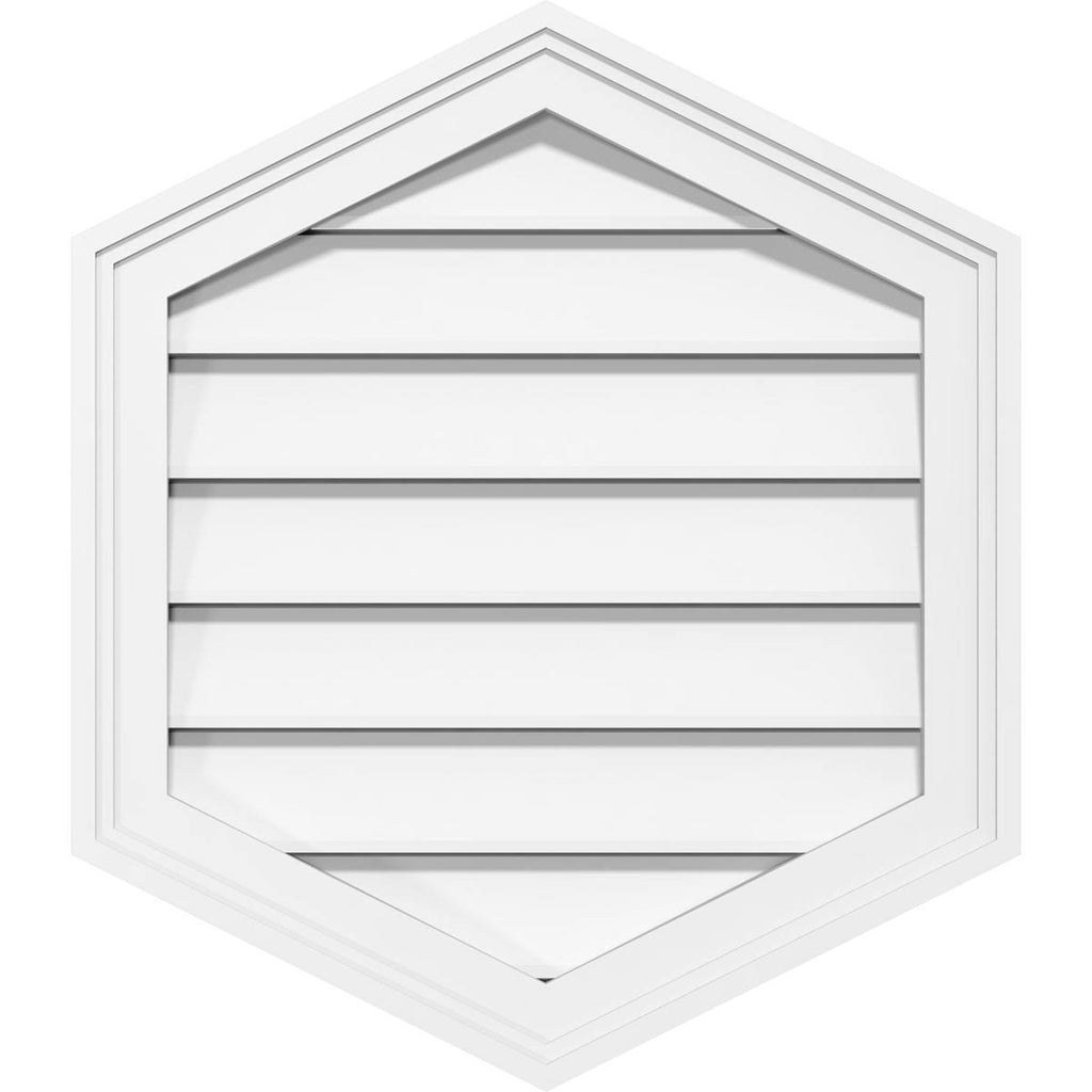 30x22W x 34x22H Vertical Peaked Surface Mount PVC Gable Vent V394