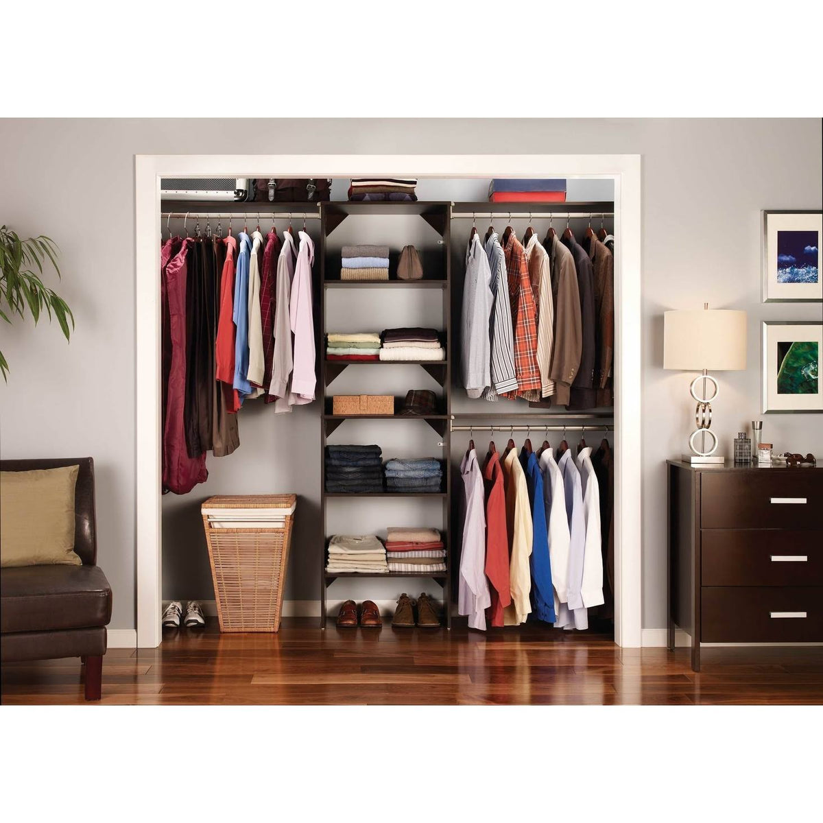 Natural Gray Closet Organizer with Shelves G16108