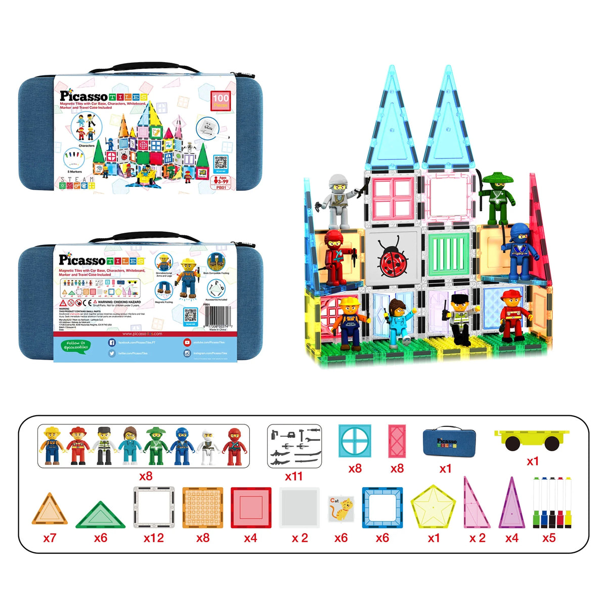 100 Pieces Magnet Tile Building Block Set G513
