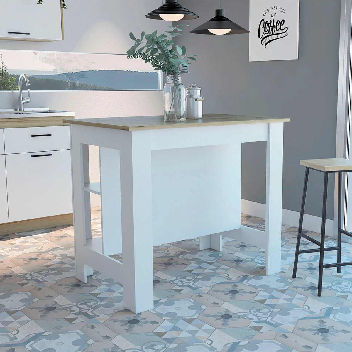 White Painted Kitchen Island L185731