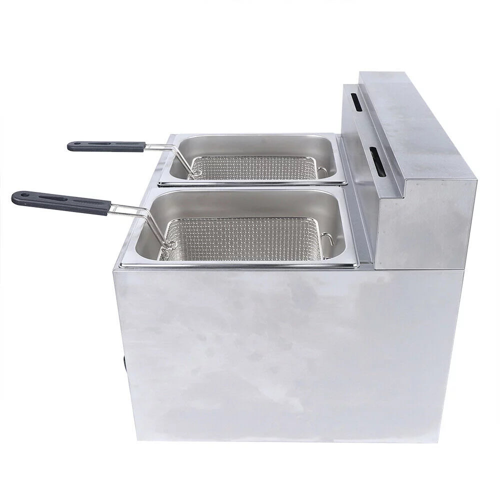 2 Tanks Stainless Steel Gas Deep Fryer B72202