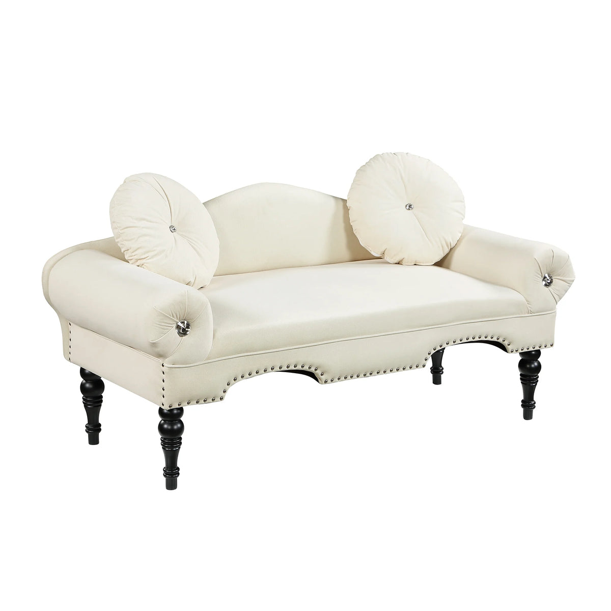 Velvet Loveseat Sofa with Nail Head Trimming and Tufted Design Y51627