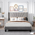 Queen Velvet Upholstered Platform Bed Frame with Headboard P665595