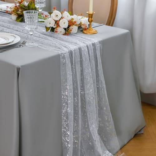 10 Pcs Black & Gold Sheer Chiffon Table Runner 120 Inch Z53515