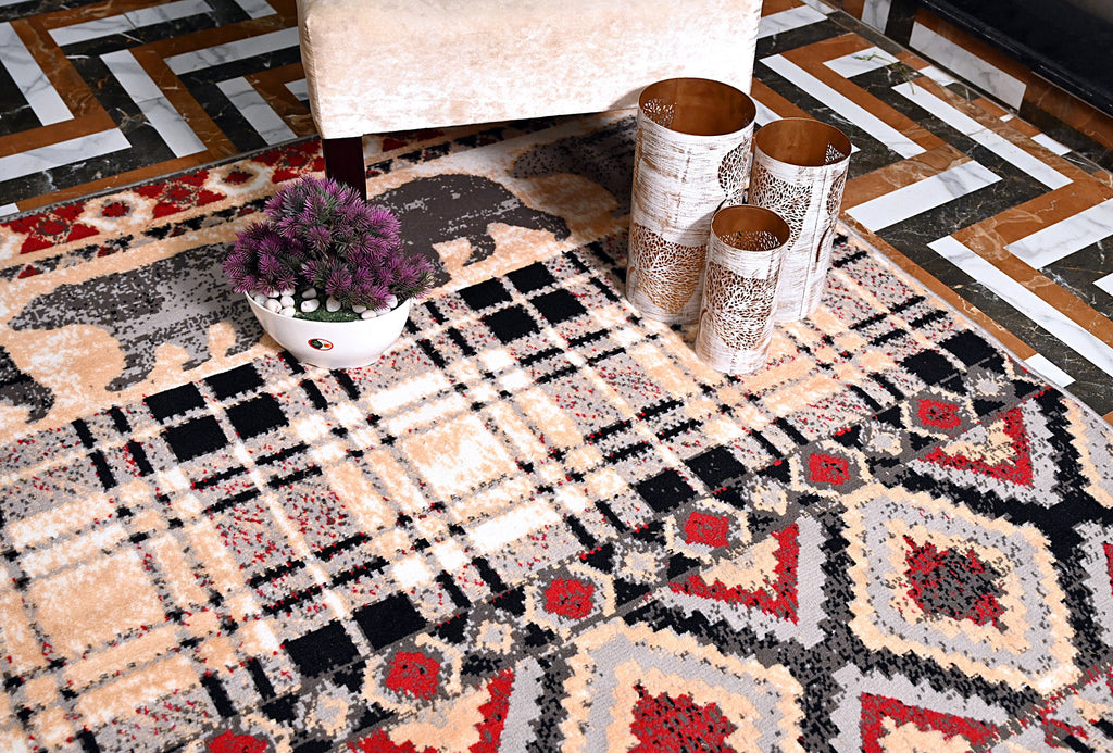 Multicolor Bear Geometric Print Rug Y21452