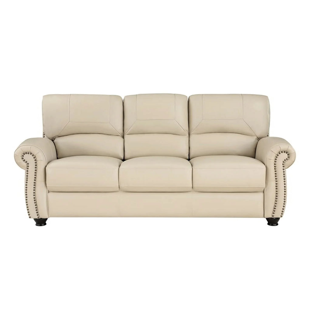 Leather 2-Piece Upholstered Sofa Set in Cream B824061