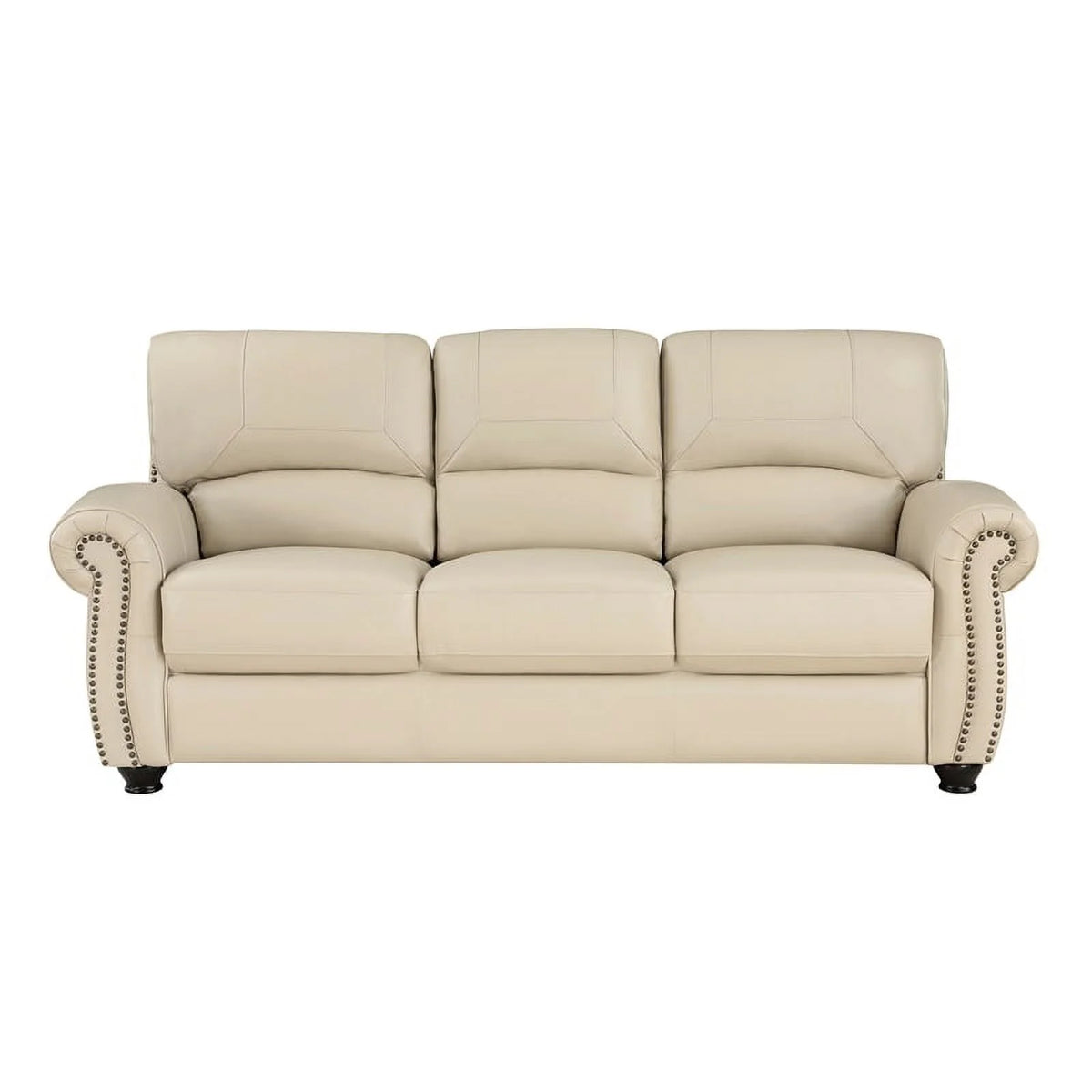 Leather 2-Piece Upholstered Sofa Set in Cream B824061