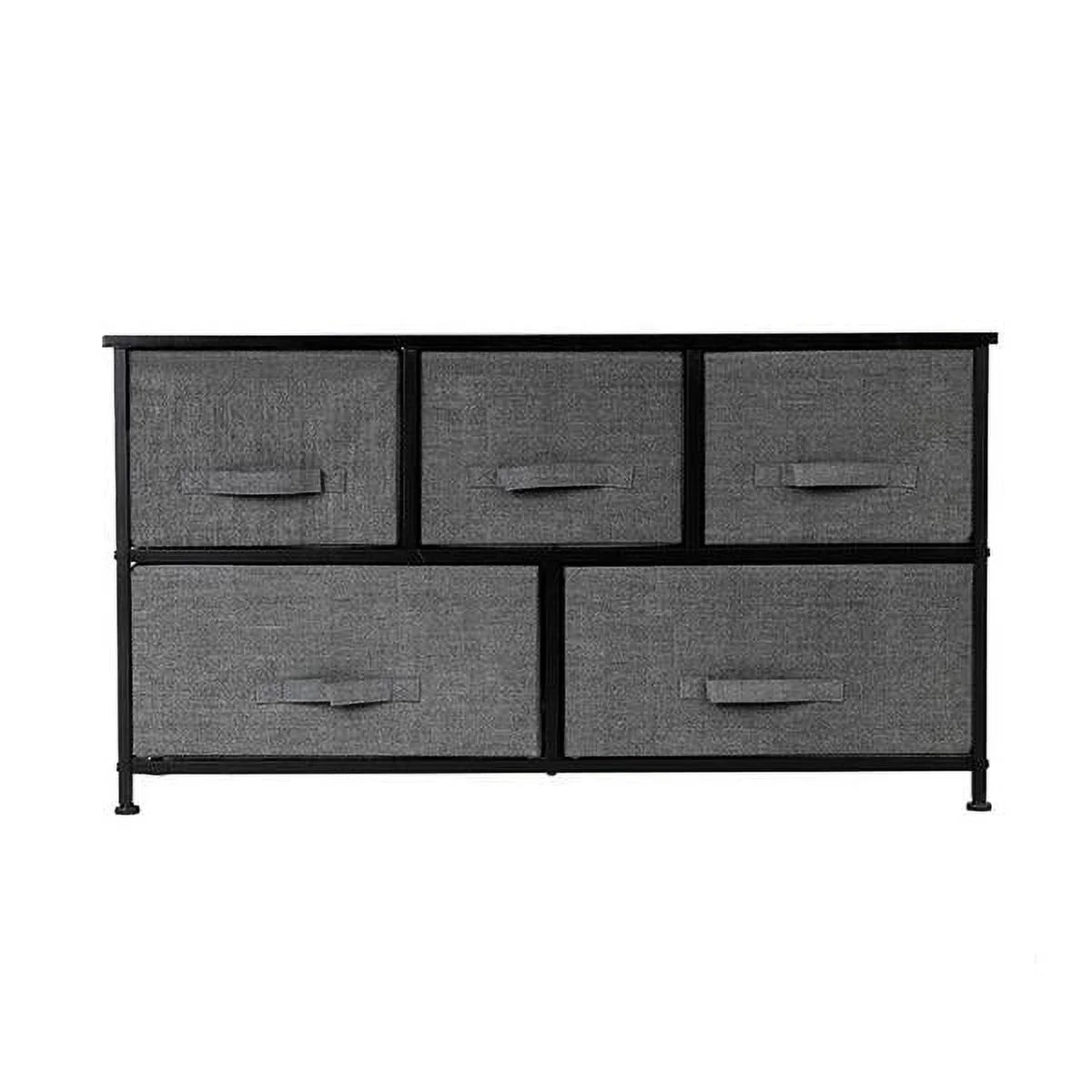 2-Tier Wide Dresser with 5 Fabric Drawers and Metal Frame, Grey D1533