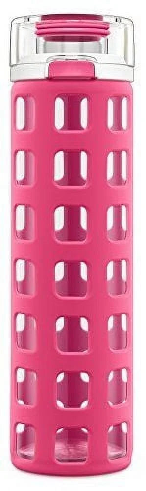 BPA-Free Glass Water Bottle with Flip Lid, Pink, 20 oz N824324