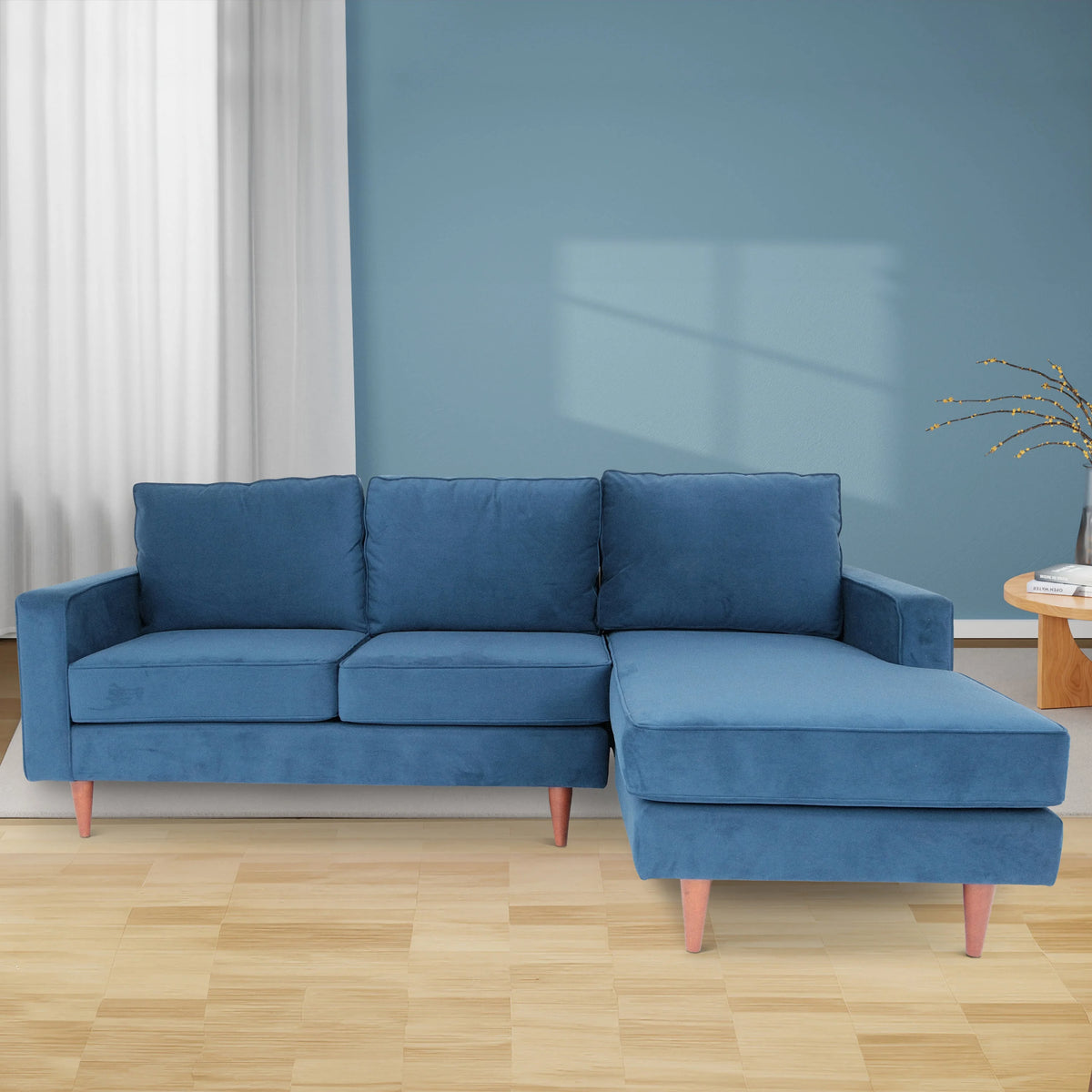 L Shaped Sectional Sofa Navy Blue U55286