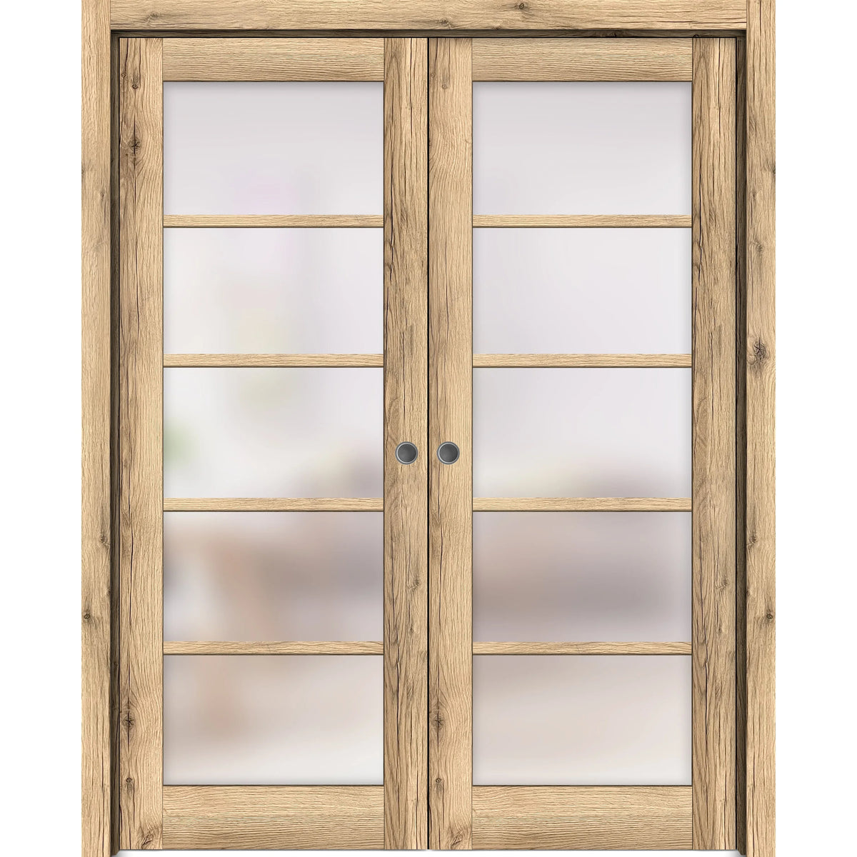 Solid Wood Interior Sliding French Double Pocket Doors 48 x 96 inches G67142