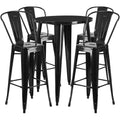 Black Metal Bar Table Set with 4 Cafe Stools U345