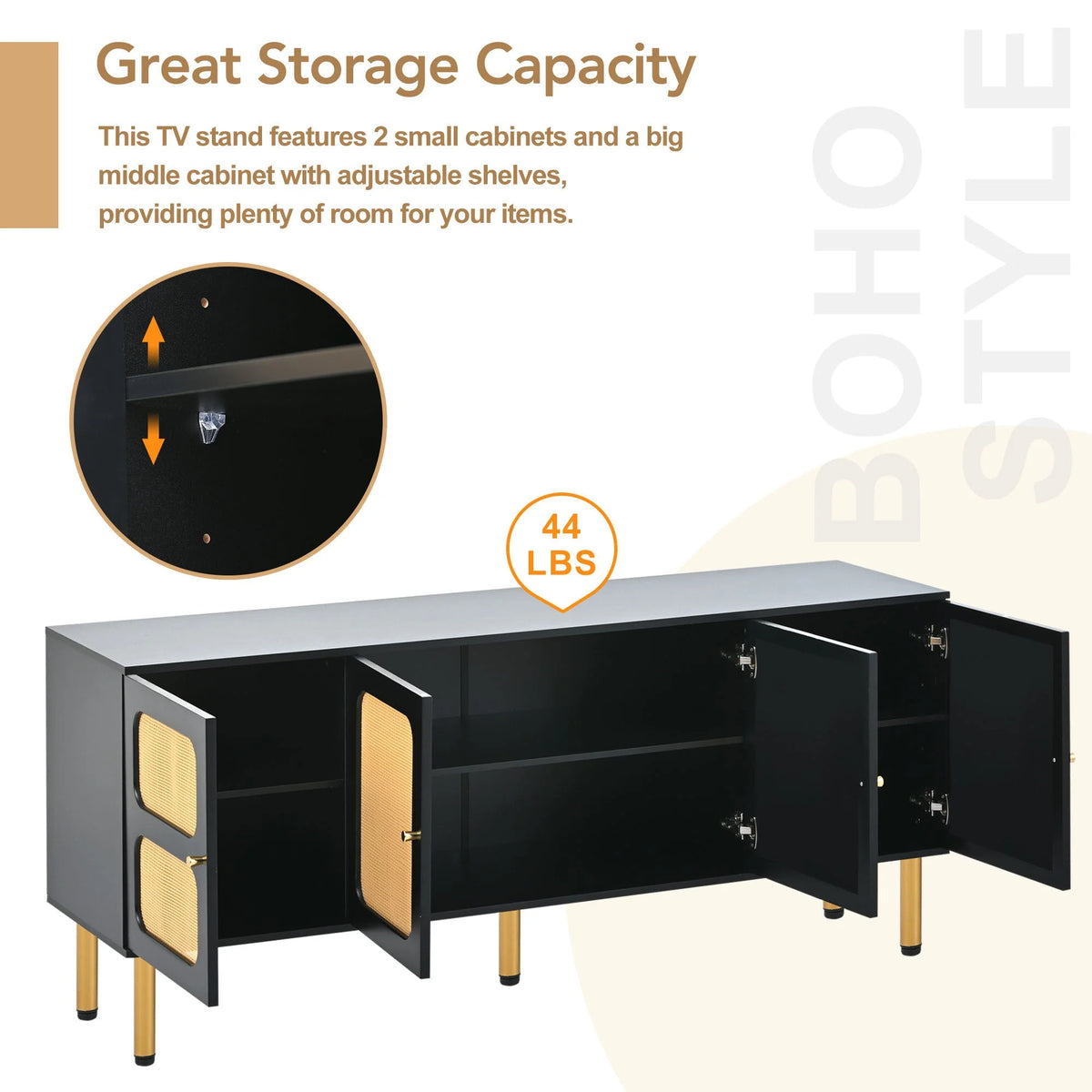 Black Rattan TV Stand J6248