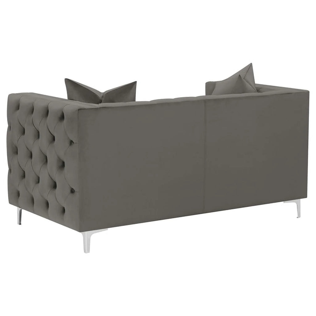 3-piece Velvet Tufted Tuxedo Arms Living Room Set N69249