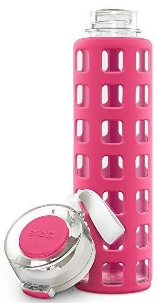 BPA-Free Glass Water Bottle with Flip Lid, Pink, 20 oz N824324