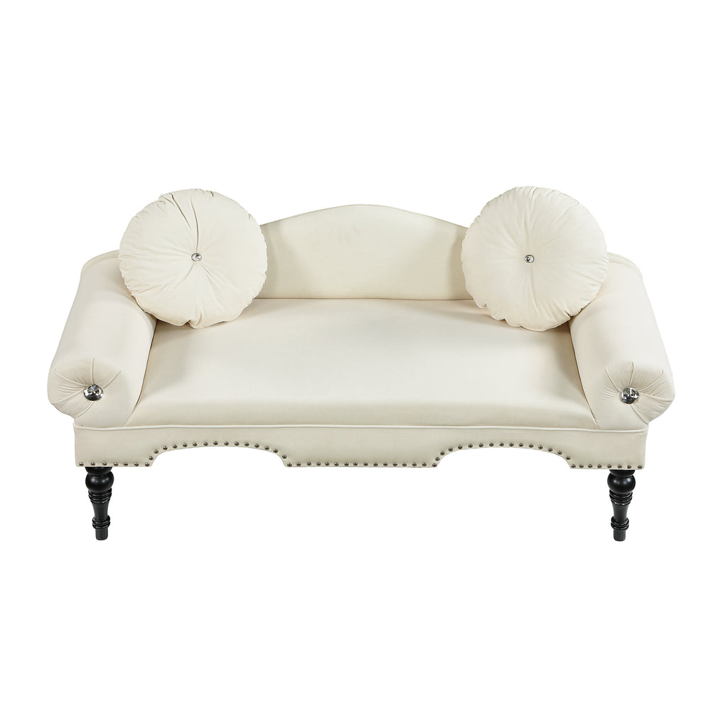 Velvet Loveseat Sofa with Nail Head Trimming and Tufted Design Y51627