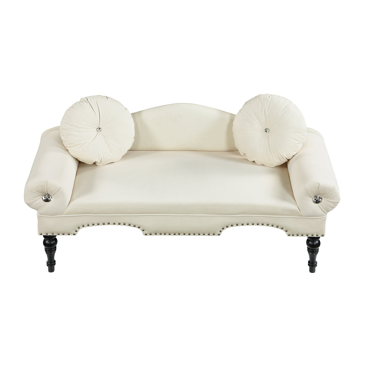 Velvet Loveseat Sofa with Nail Head Trimming and Tufted Design Y51627