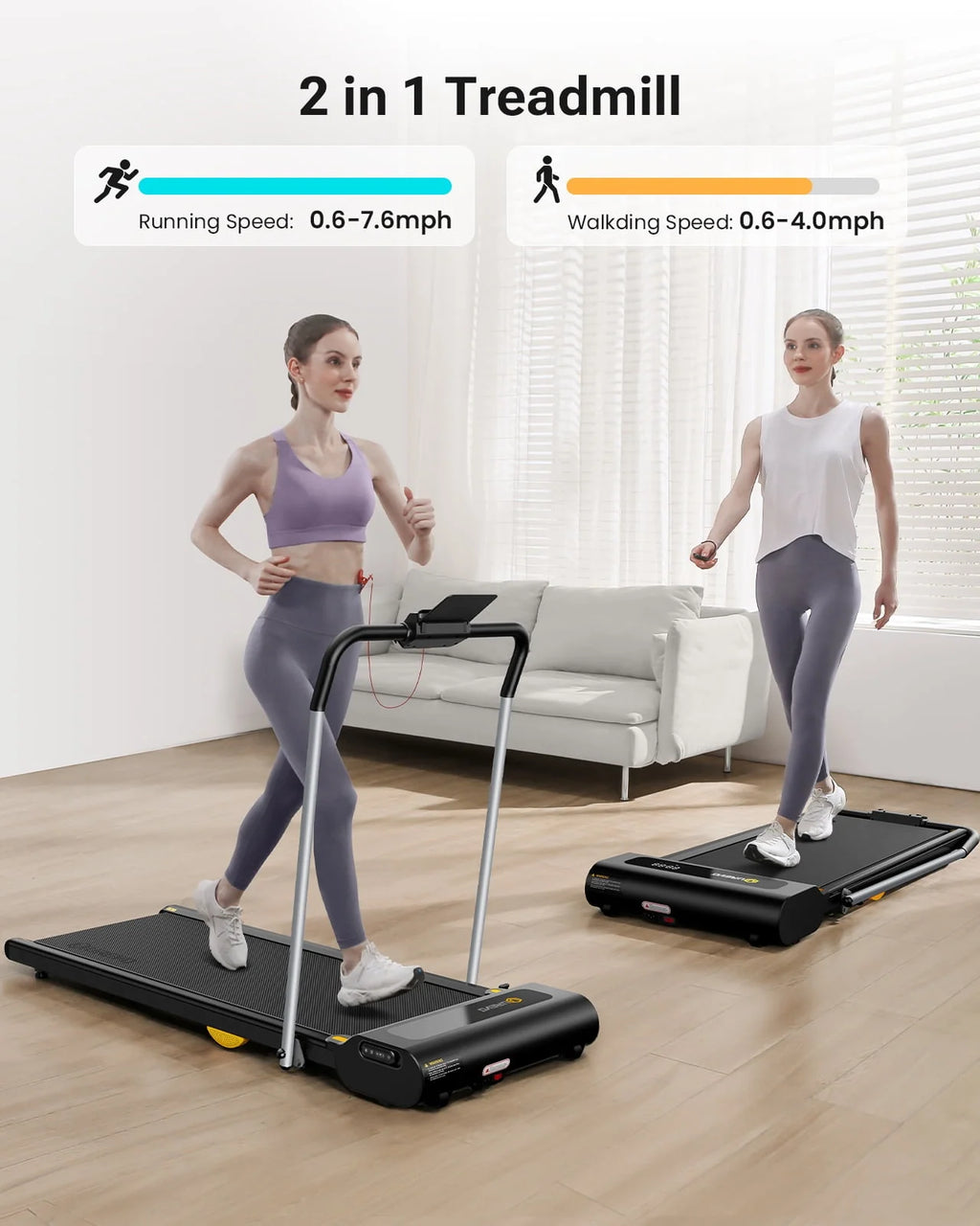 2 in 1 Under Desks Treadmill 2.5HP Folding Treadmill with Remote Control 265lb I205