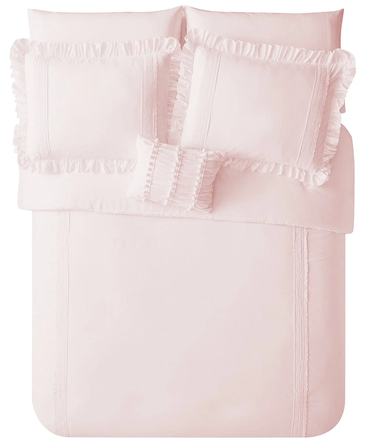 Pink Crochet Stripe 4-Piece Microfiber Comforter Set U963996